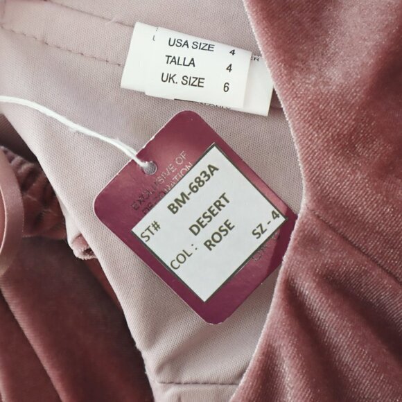 Morilee Mori Lee Desert Rose Velvet Stretch Pouf Sleeve Off Shoulder Dress NWT 4 - Picture 6 of 7